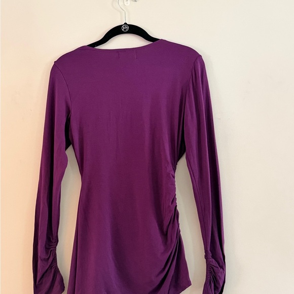 Max Studio Chic Plum Drape Top Stylish Side Ruching Size M - Picture 2 of 9